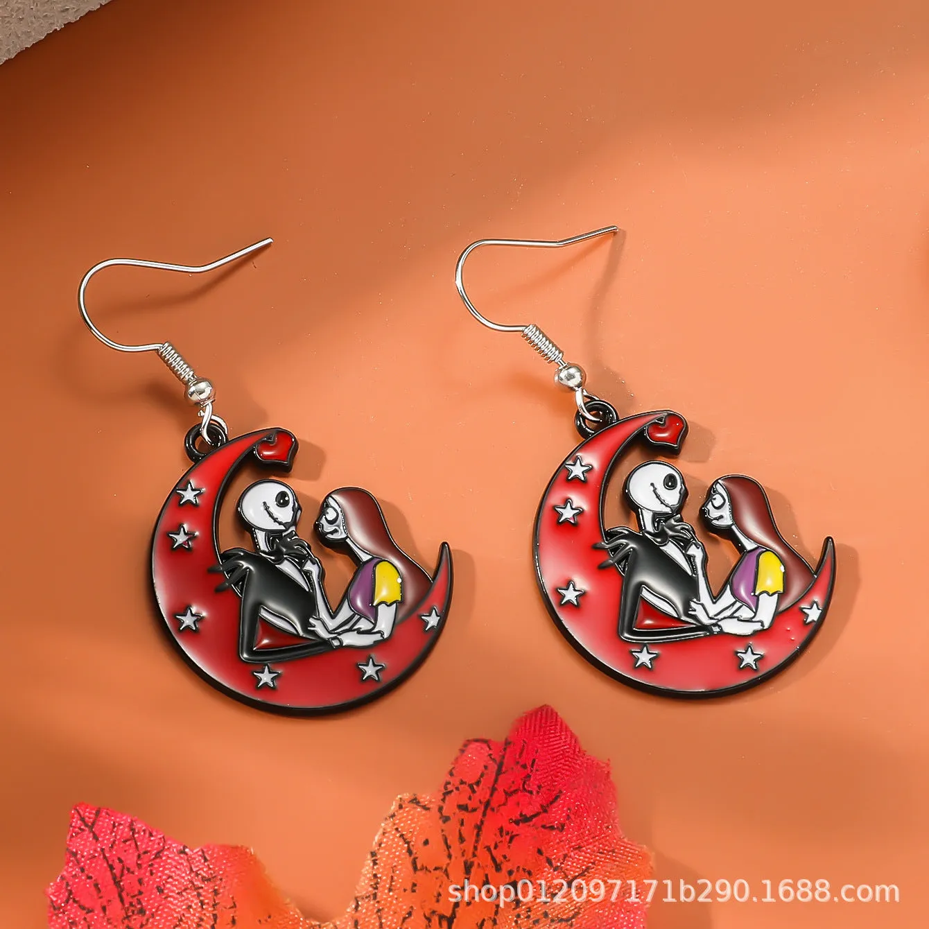 Wholesale Zinc Alloy Cartoon Creative Skull Horror Character Earrings for Halloween