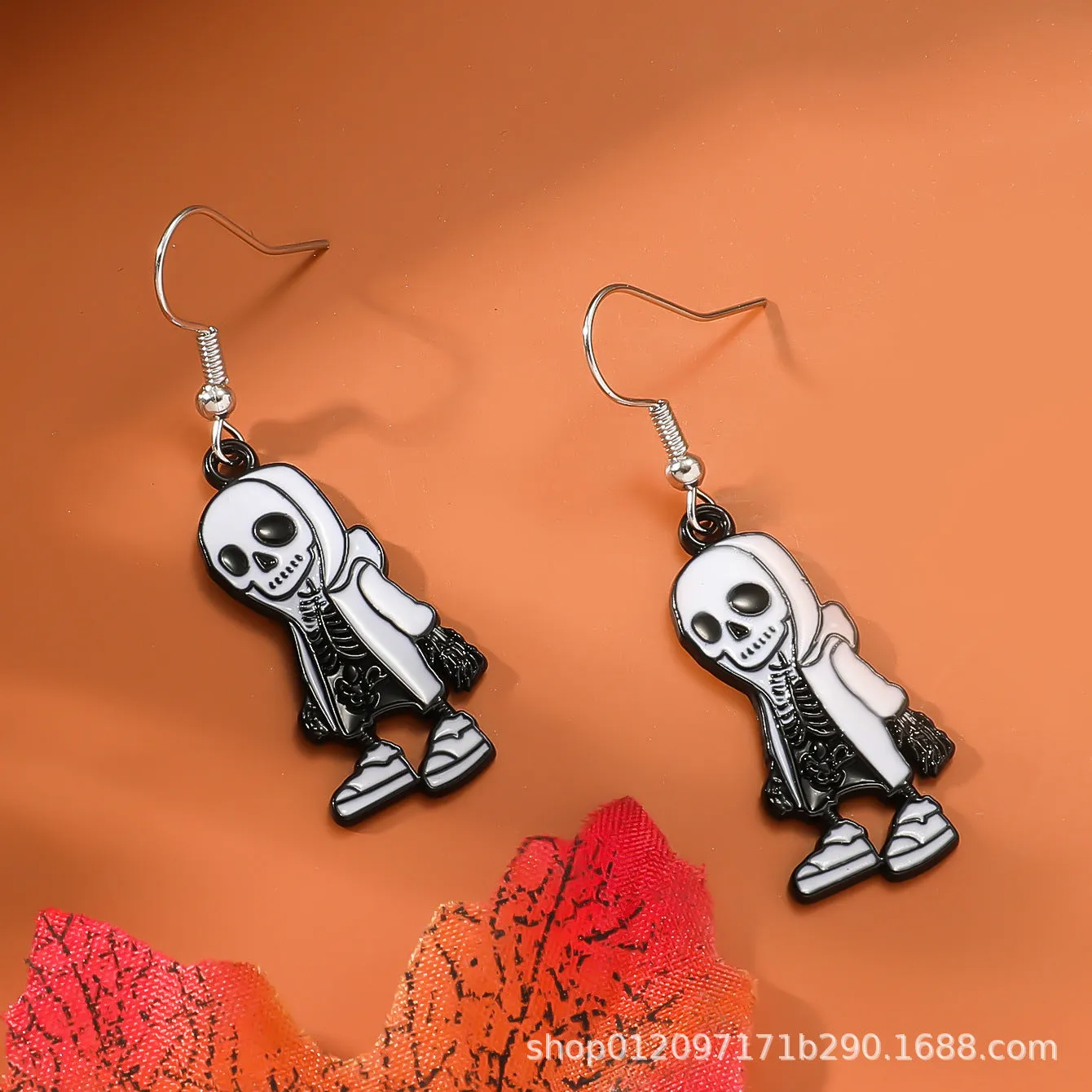 Wholesale Zinc Alloy Cartoon Creative Skull Horror Character Earrings for Halloween
