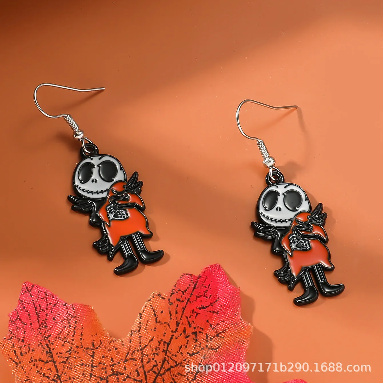 Wholesale Zinc Alloy Cartoon Creative Skull Horror Character Earrings for Halloween
