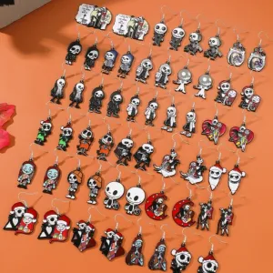 Wholesale Zinc Alloy Cartoon Creative Skull Horror Character Earrings for Halloween