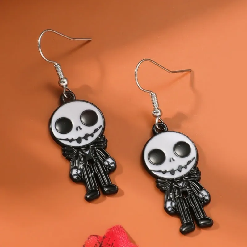 Wholesale Zinc Alloy Cartoon Creative Skull Horror Character Earrings for Halloween