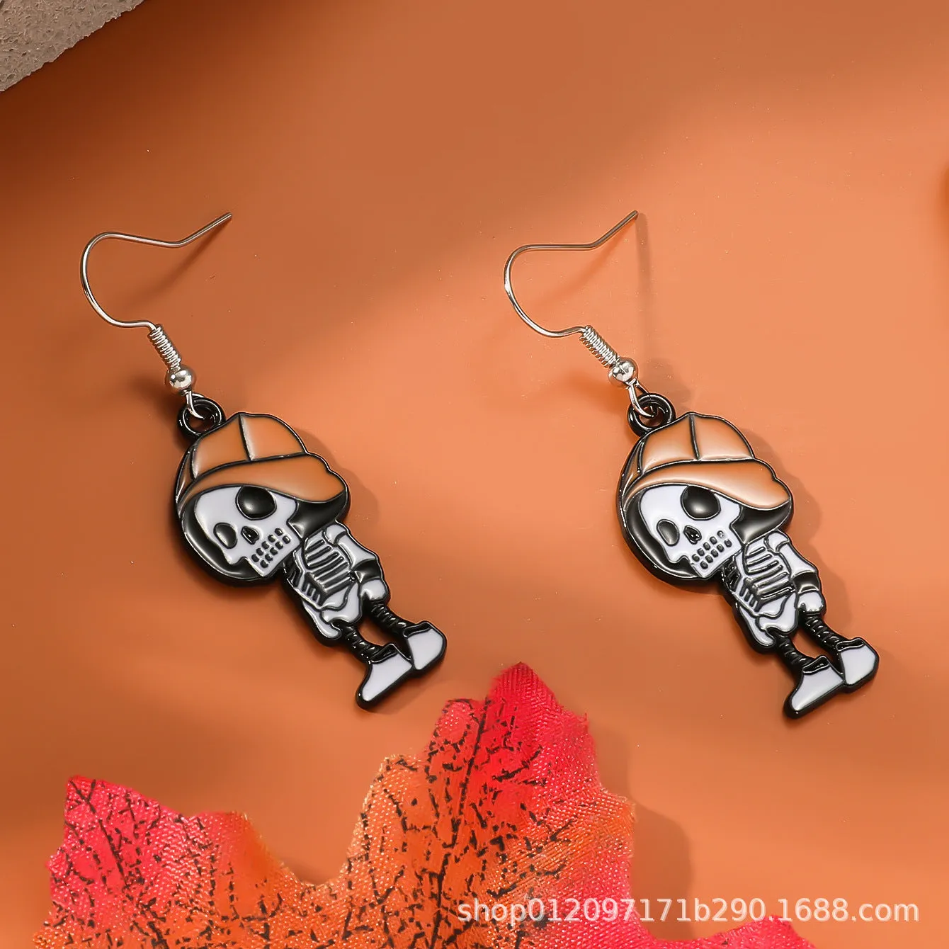 Wholesale Zinc Alloy Cartoon Creative Skull Horror Character Earrings for Halloween