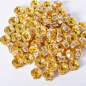 Wholesale 100PCS 8mm 24K Gold Plated Copper Beads