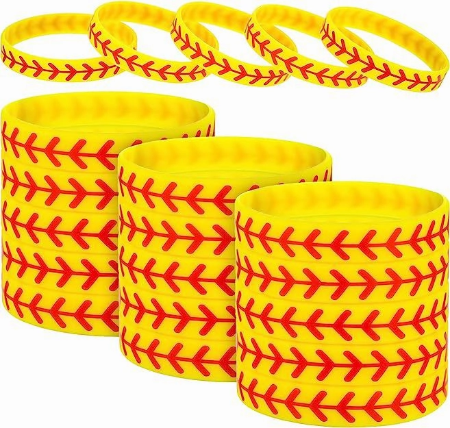Wholesale 100pcs Softball Rubber Player Wristbands Bracelet