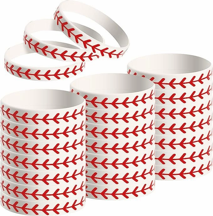 Wholesale 100pcs Softball Rubber Player Wristbands Bracelet