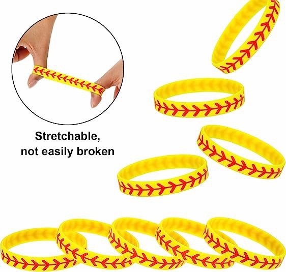 Wholesale 100pcs Softball Rubber Player Wristbands Bracelet