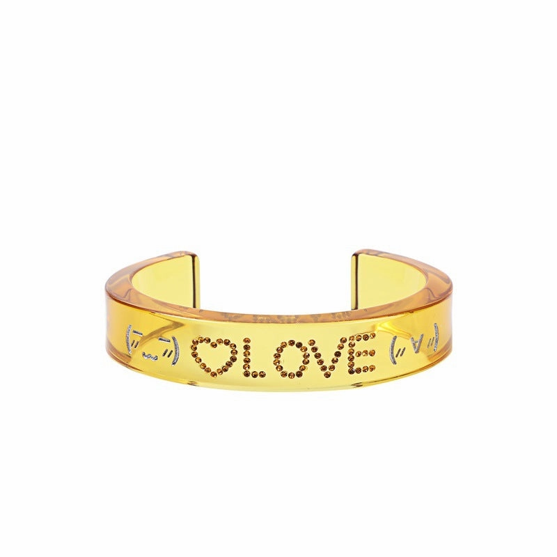 Wholesale 10PCS Autumn and Winter Stackable Resin Inlaid Diamond Colorful Open Bracelets