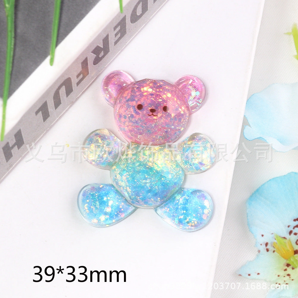 Wholesale 10pcs bear rabbit patch diy resin accessories desktop acrylic ornaments