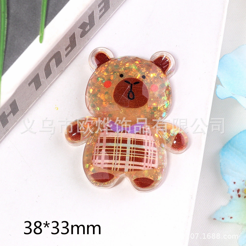 Wholesale 10pcs bear rabbit patch diy resin accessories desktop acrylic ornaments