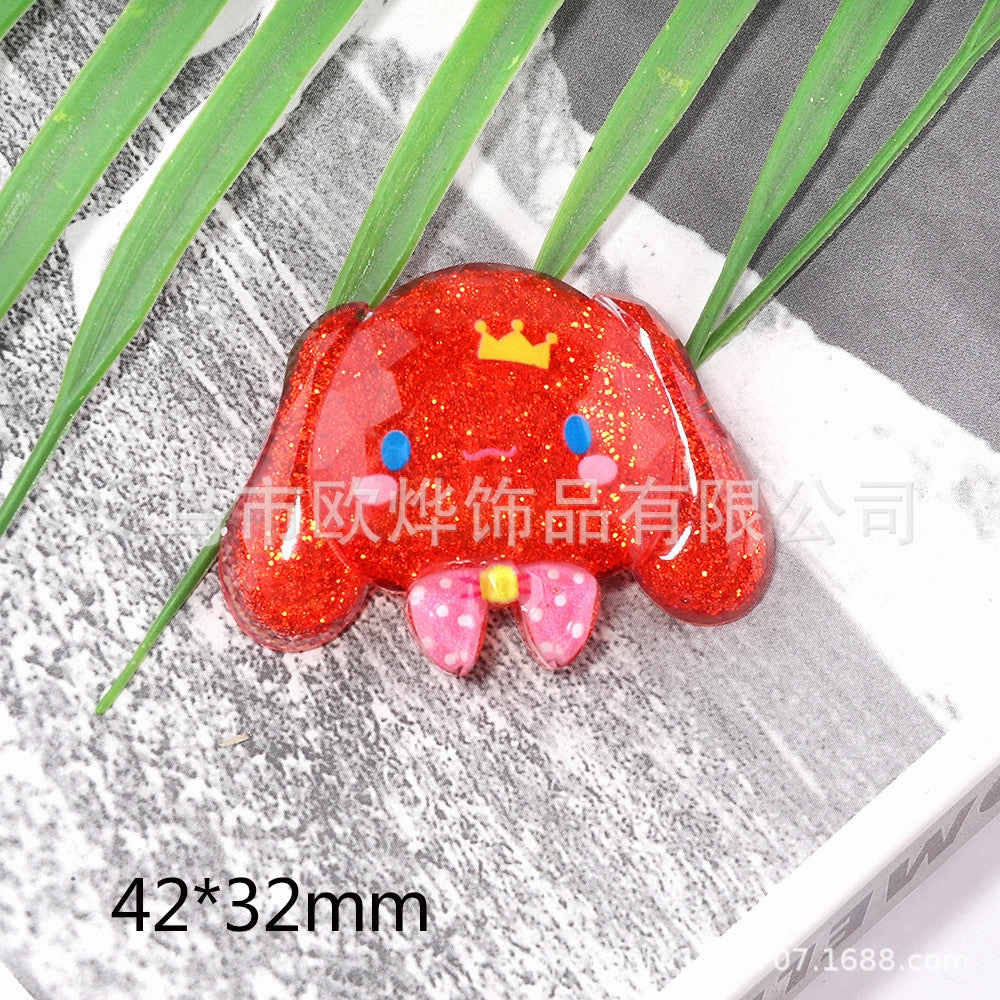 Wholesale 10pcs bear rabbit patch diy resin accessories desktop acrylic ornaments