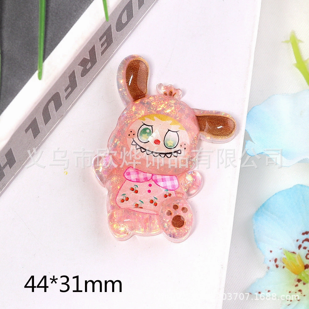 Wholesale 10pcs bear rabbit patch diy resin accessories desktop acrylic ornaments