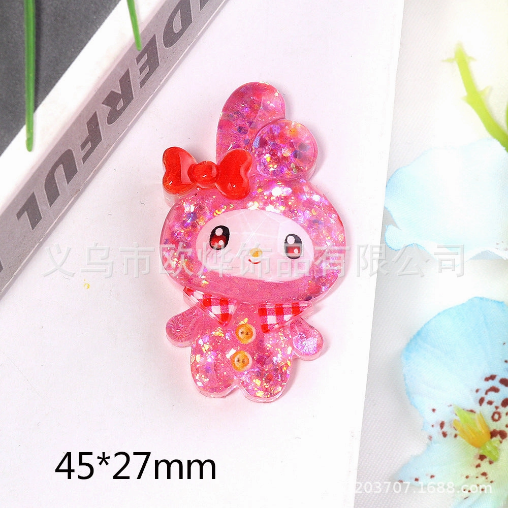 Wholesale 10pcs bear rabbit patch diy resin accessories desktop acrylic ornaments