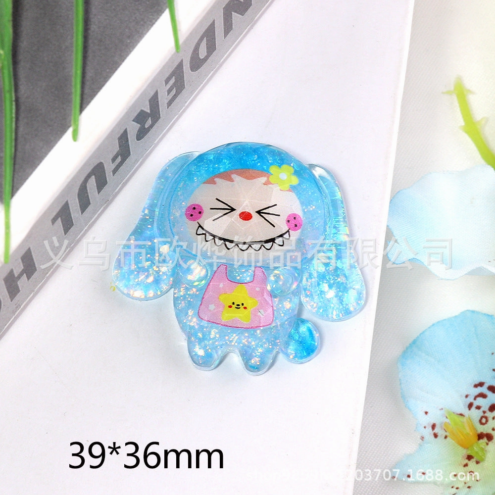 Wholesale 10pcs bear rabbit patch diy resin accessories desktop acrylic ornaments