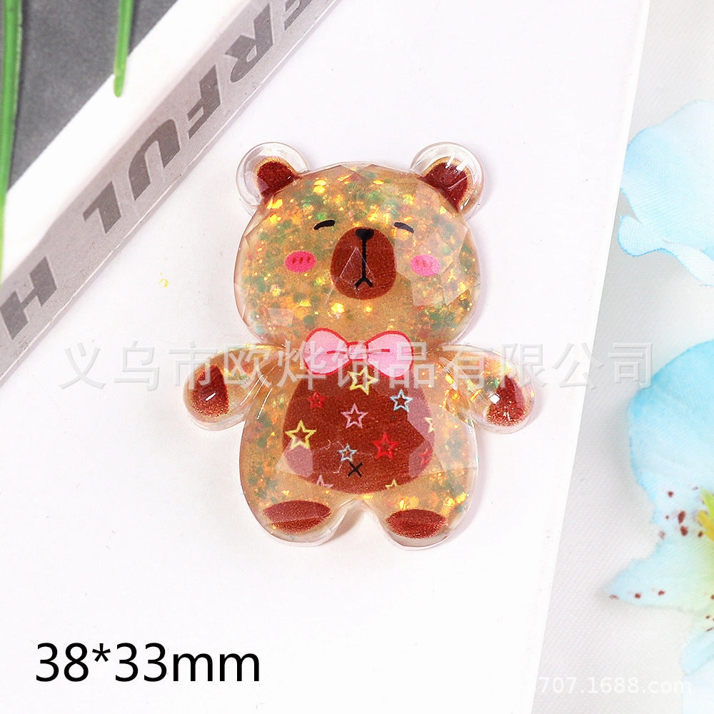Wholesale 10pcs bear rabbit patch diy resin accessories desktop acrylic ornaments