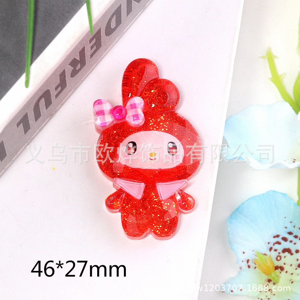 Wholesale 10pcs bear rabbit patch diy resin accessories desktop acrylic ornaments