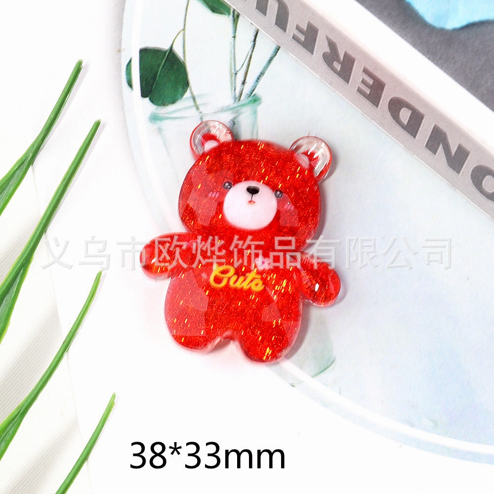 Wholesale 10pcs bear rabbit patch diy resin accessories desktop acrylic ornaments