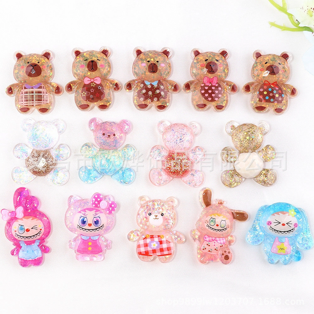 Wholesale 10pcs bear rabbit patch diy resin accessories desktop acrylic ornaments