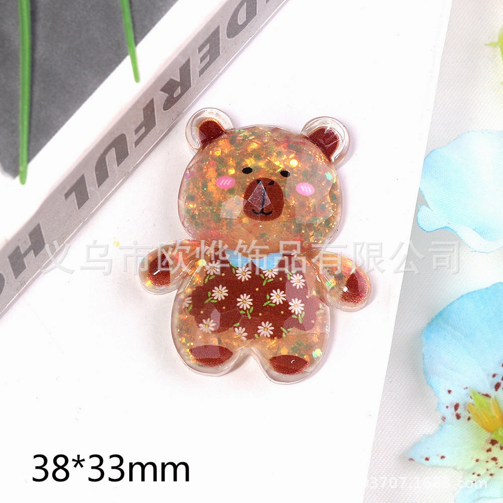 Wholesale 10pcs bear rabbit patch diy resin accessories desktop acrylic ornaments