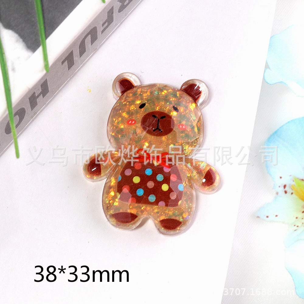 Wholesale 10pcs bear rabbit patch diy resin accessories desktop acrylic ornaments