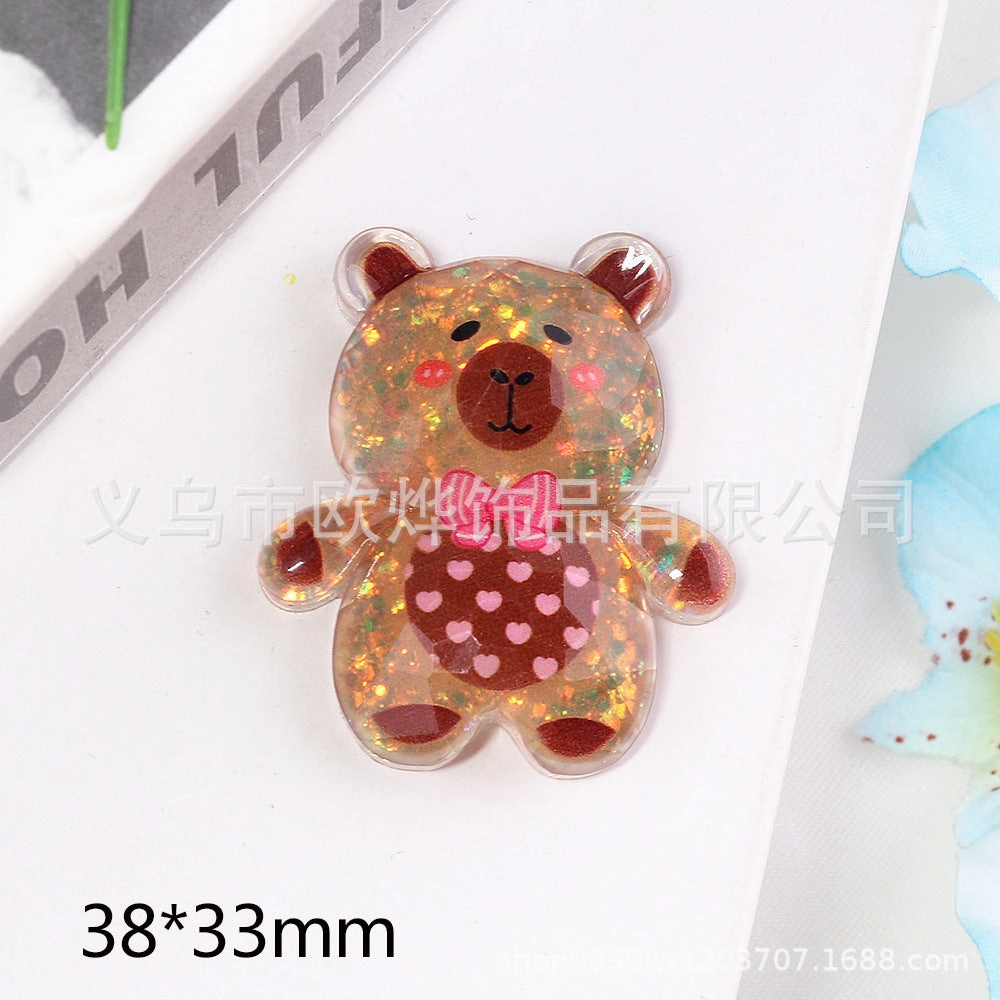 Wholesale 10pcs bear rabbit patch diy resin accessories desktop acrylic ornaments