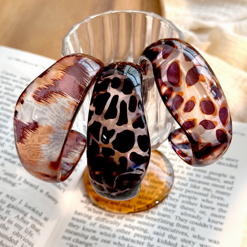 Wholesale 10pcs Bracelet C- shaped Simple Resin Bracelet Fashion Leopard Open Bracelet