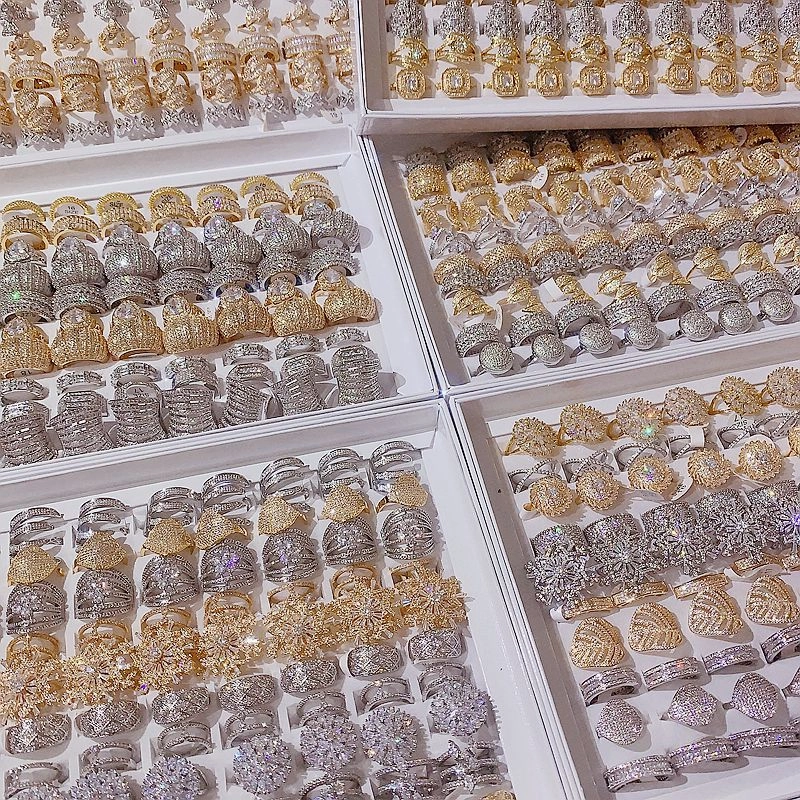 Wholesale 10pcs Burst Luxury Heavy Industries Full Diamond Zircon Ring