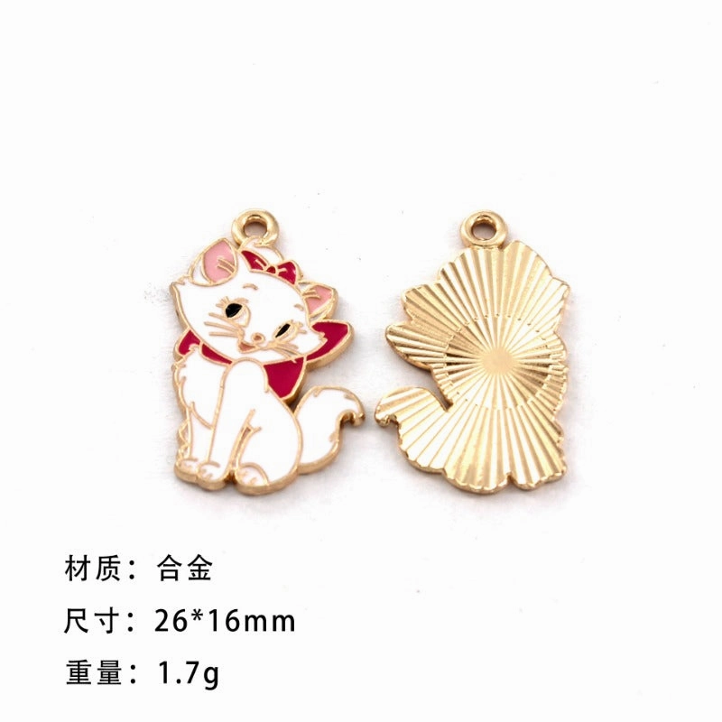 Wholesale 10pcs Cartoon Anime DIY Dream Cat Alloy Oil Drop Pendant