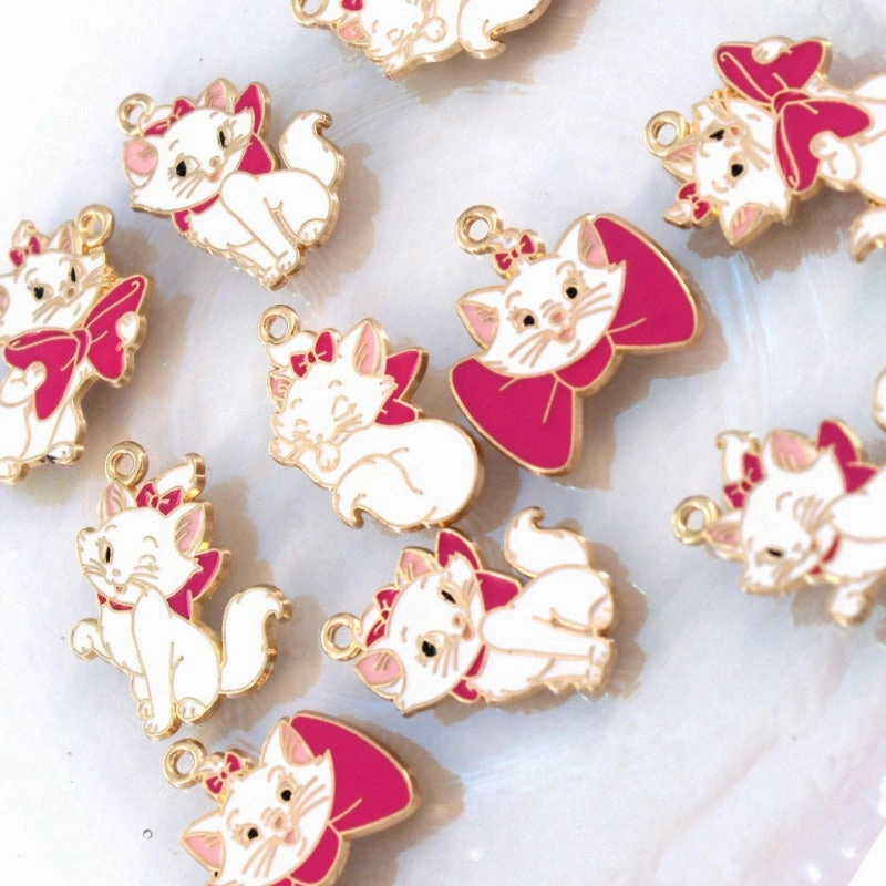 Wholesale 10pcs Cartoon Anime DIY Dream Cat Alloy Oil Drop Pendant