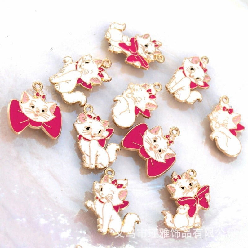 Wholesale 10pcs Cartoon Anime DIY Dream Cat Alloy Oil Drop Pendant