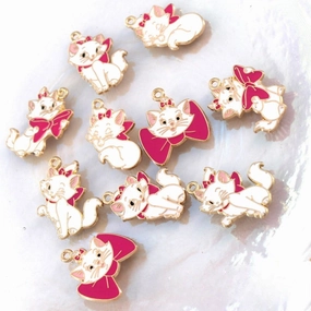 Wholesale 10pcs Cartoon Anime DIY Dream Cat Alloy Oil Drop Pendant