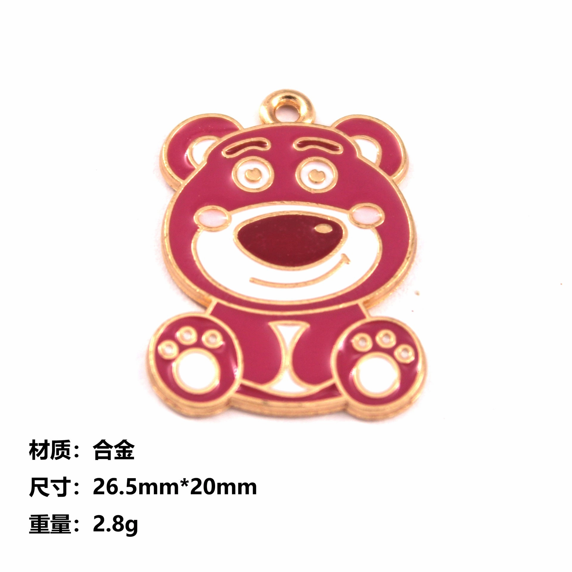 Wholesale 10pcs Cartoon Bear Strawberry DIY Handmade Alloy Oil Drop Pendant Pendant