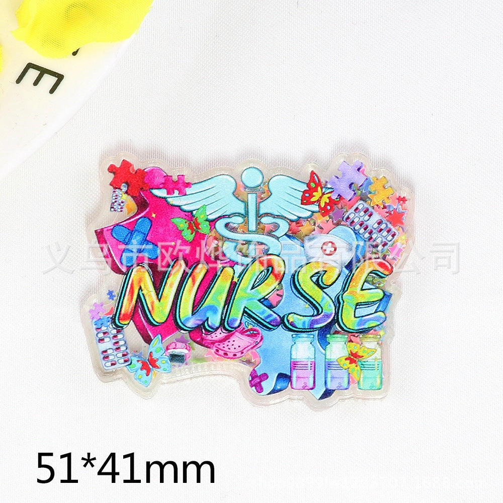 Wholesale 10pcs cartoon quicksand Christmas snowman jewelry acrylic pin DIY patch accessories