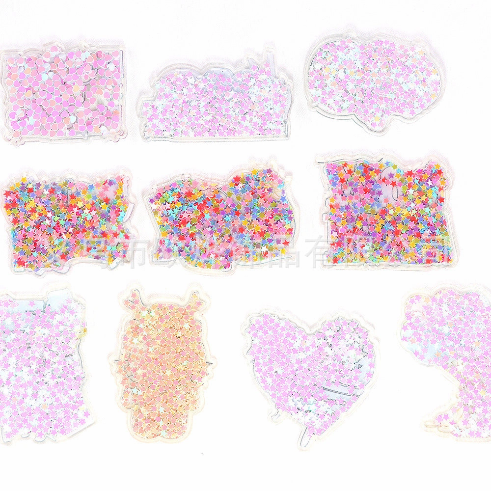 Wholesale 10pcs cartoon quicksand Christmas snowman jewelry acrylic pin DIY patch accessories