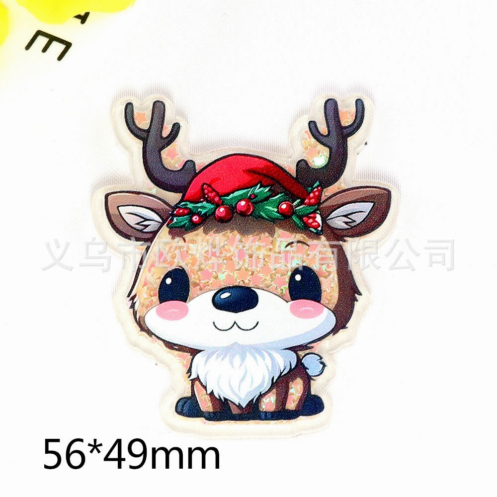 Wholesale 10pcs cartoon quicksand Christmas snowman jewelry acrylic pin DIY patch accessories