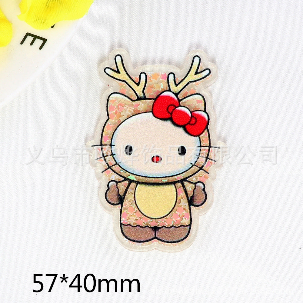 Wholesale 10pcs cartoon quicksand Christmas snowman jewelry acrylic pin DIY patch accessories
