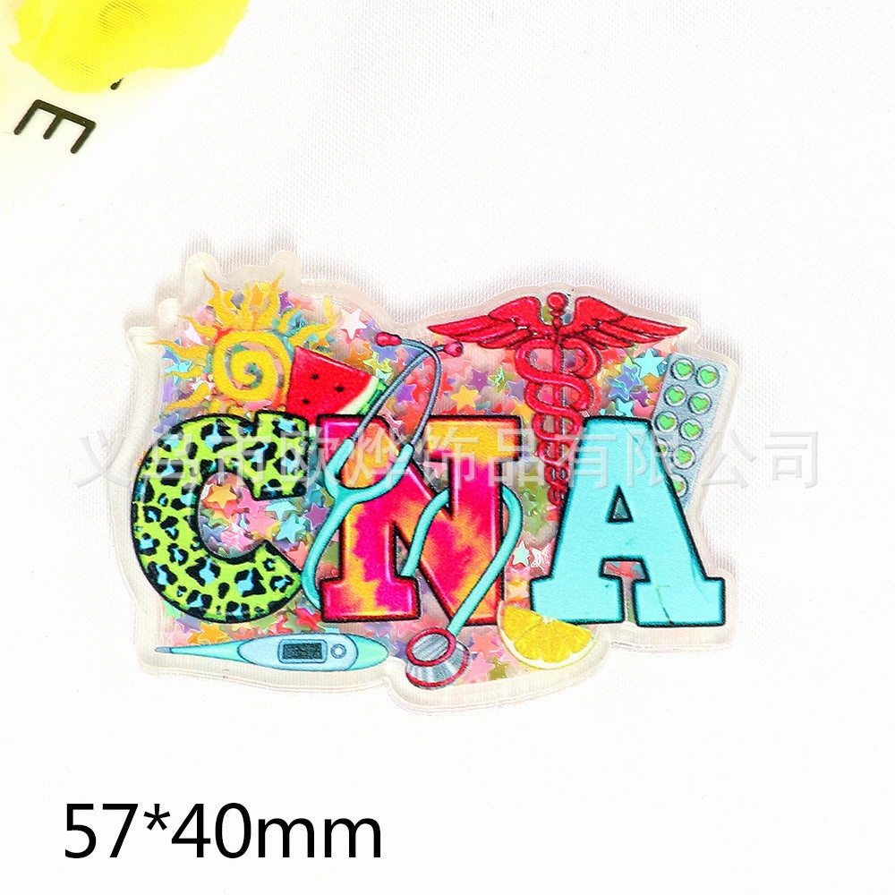 Wholesale 10pcs cartoon quicksand Christmas snowman jewelry acrylic pin DIY patch accessories