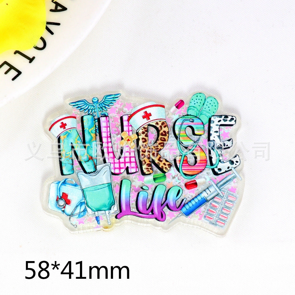 Wholesale 10pcs cartoon quicksand Christmas snowman jewelry acrylic pin DIY patch accessories
