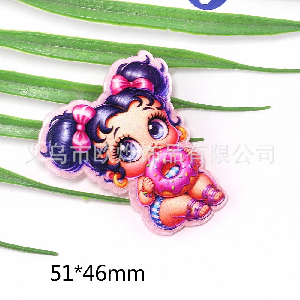 Wholesale 10pcs cartoon rabbit princess letter jewelry acrylic pin DIY patch accessories OLY Exclusive