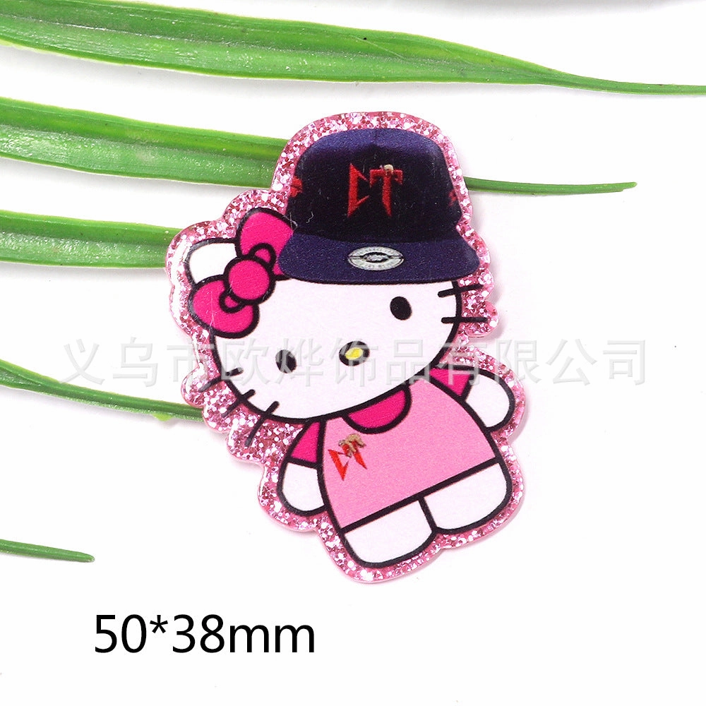 Wholesale 10pcs cartoon rabbit princess letter jewelry acrylic pin DIY patch accessories OLY Exclusive