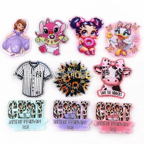 Wholesale 10pcs cartoon rabbit princess letter jewelry acrylic pin DIY patch accessories OLY Exclusive