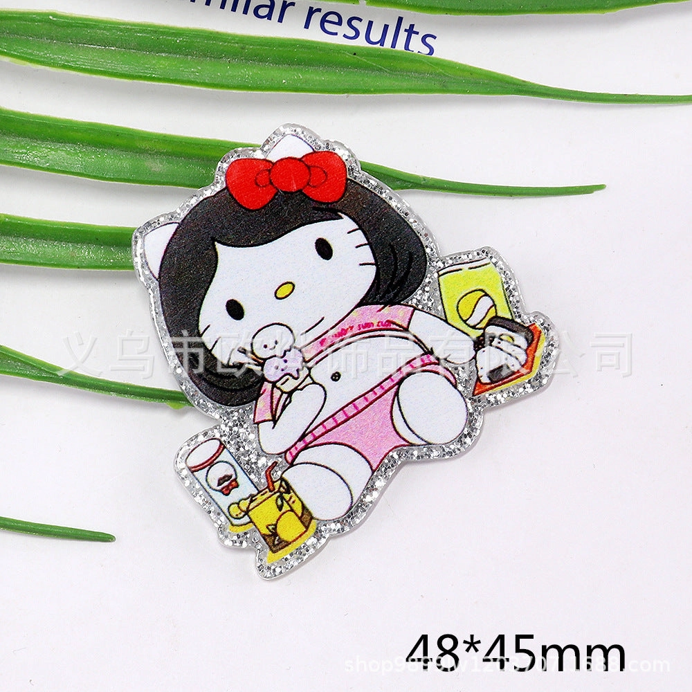 Wholesale 10pcs cartoon rabbit princess letter jewelry acrylic pin DIY patch accessories OLY Exclusive