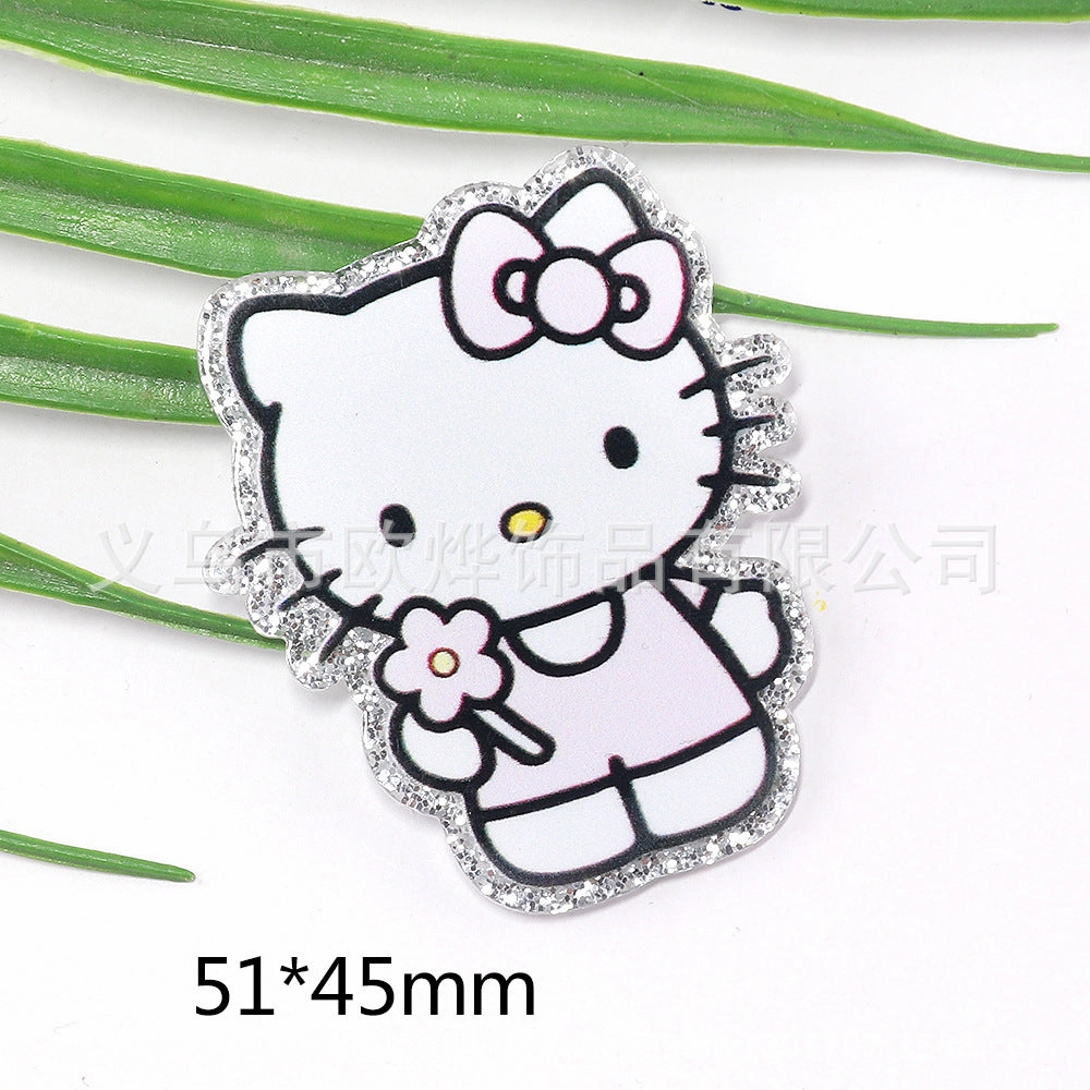 Wholesale 10pcs cartoon rabbit princess letter jewelry acrylic pin DIY patch accessories OLY Exclusive
