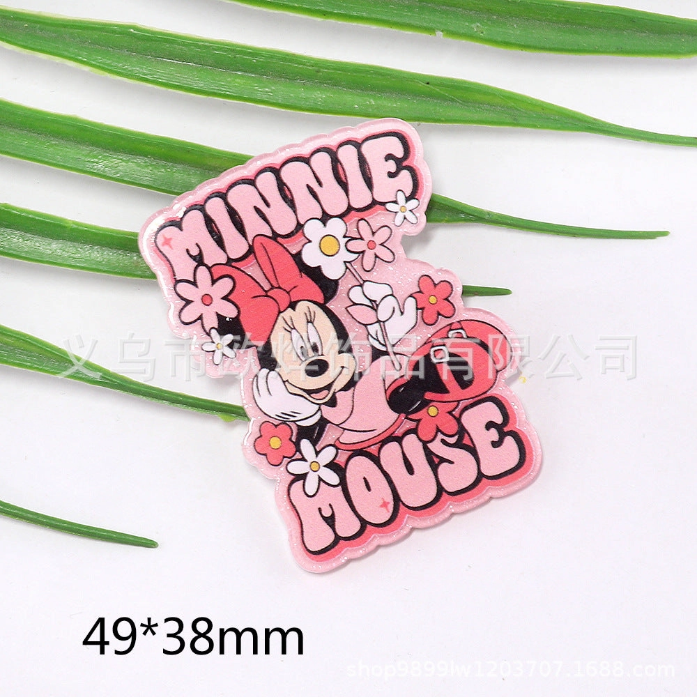 Wholesale 10pcs cartoon rabbit princess letter jewelry acrylic pin DIY patch accessories OLY Exclusive