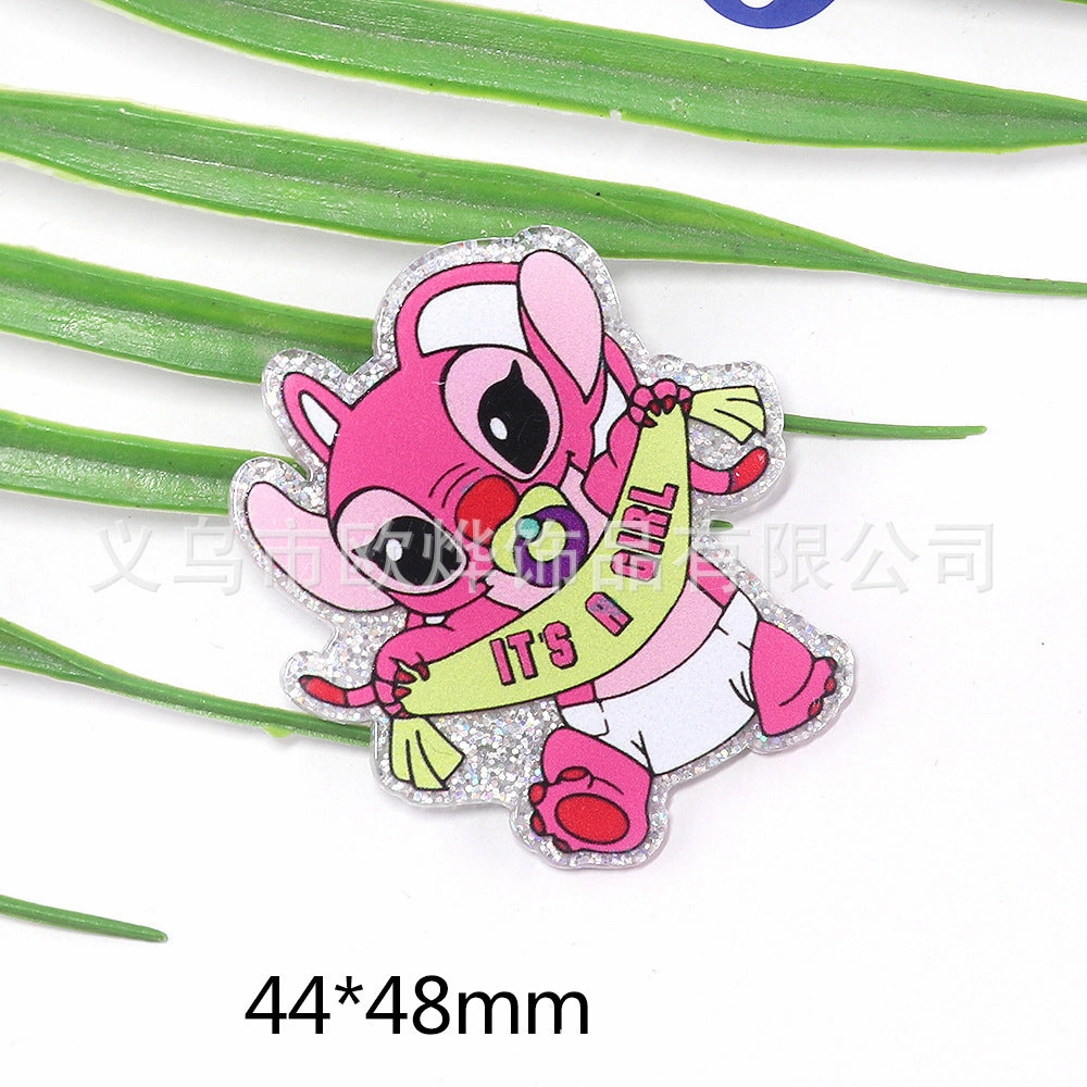 Wholesale 10pcs cartoon rabbit princess letter jewelry acrylic pin DIY patch accessories OLY Exclusive