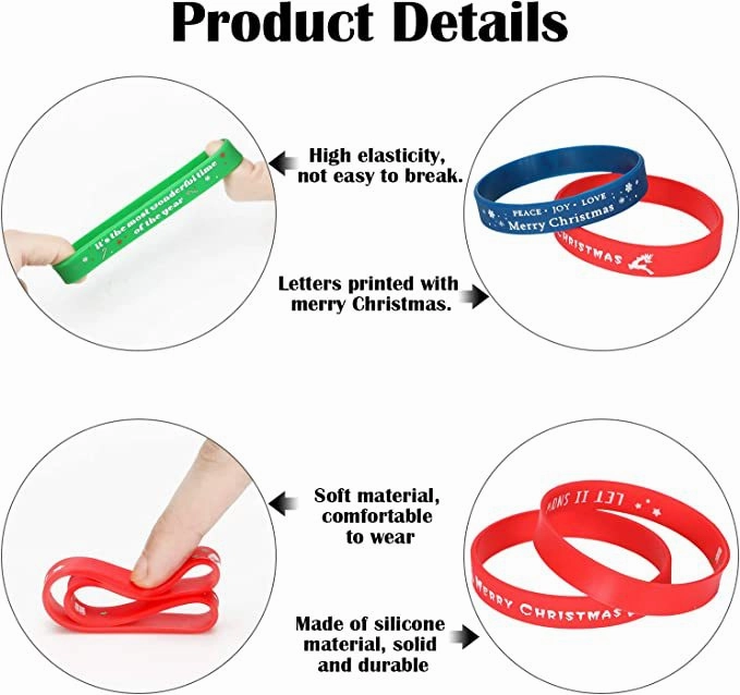 Wholesale 10pcs Christmas Silicone Party Gift Rubber Wristbands Bracelet
