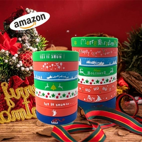 Wholesale 10pcs Christmas Silicone Party Gift Rubber Wristbands Bracelet