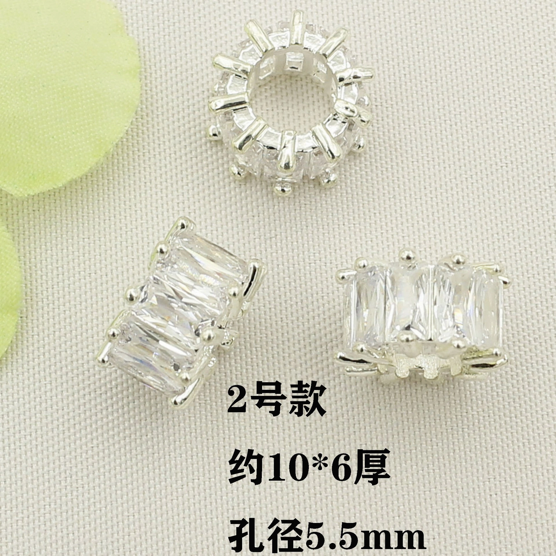 Wholesale 10pcs Copper plated 18K gold color inlaid zircon double gold bully spacer barrel beaded bracelet accessories