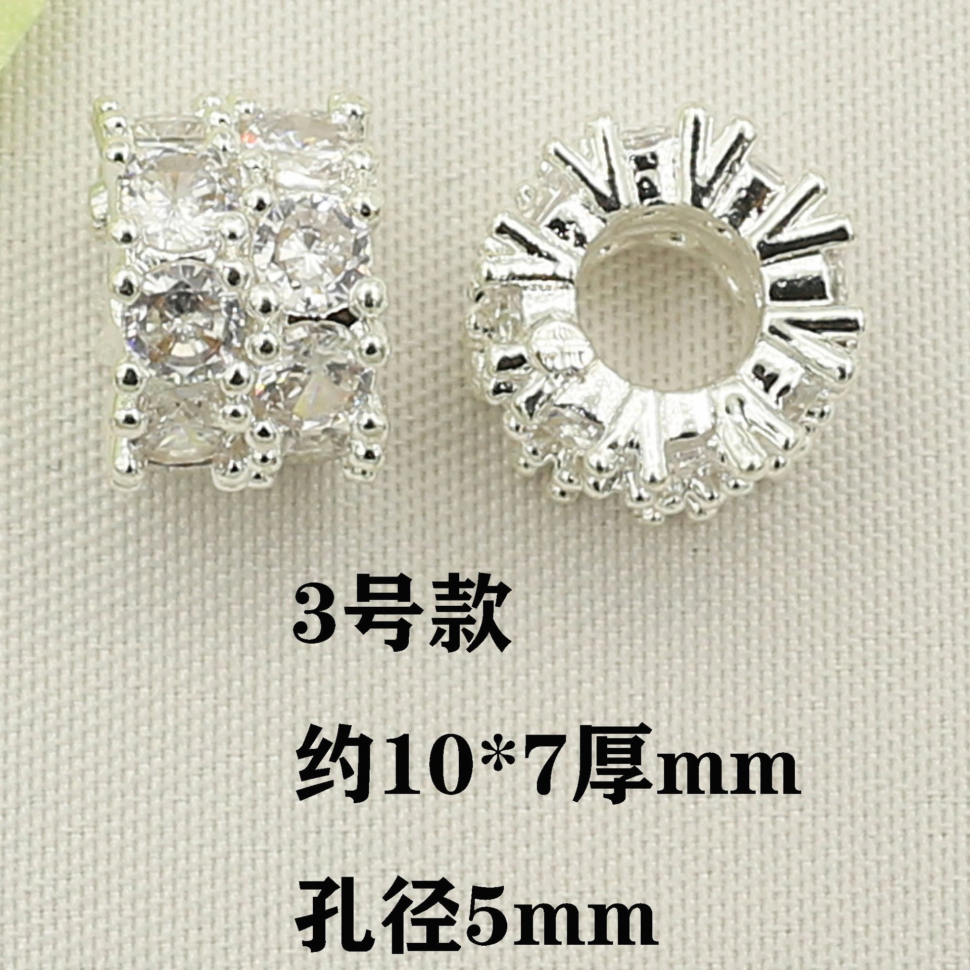 Wholesale 10pcs Copper plated 18K gold color inlaid zircon double gold bully spacer barrel beaded bracelet accessories