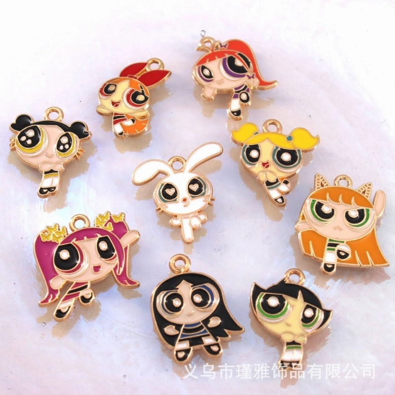Wholesale 10pcs Creative Big Eyes Cartoon Diy Alloy Oil Drop Pendant