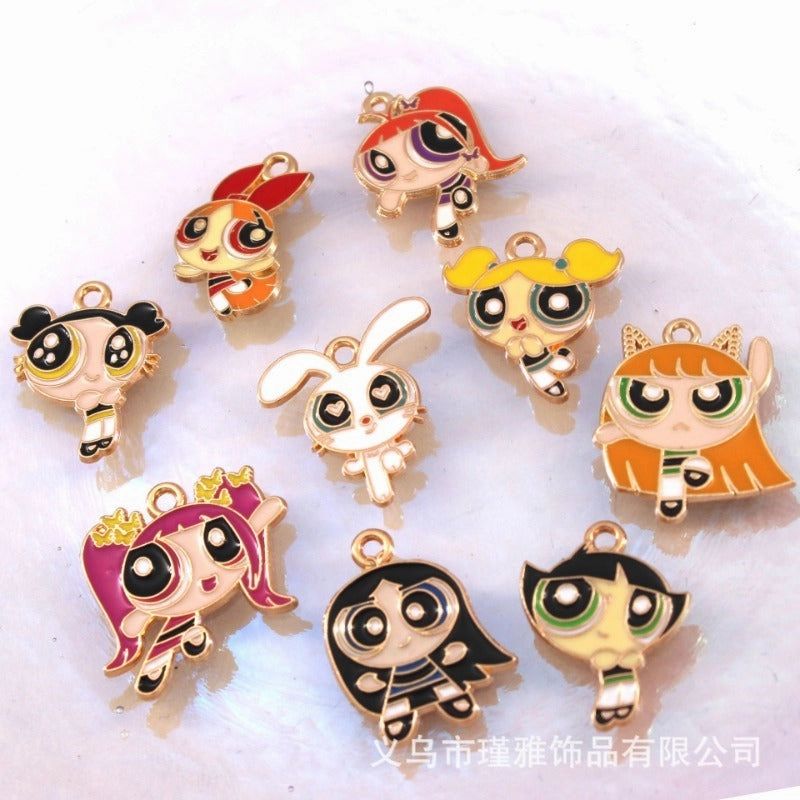 Wholesale 10pcs Creative Big Eyes Cartoon Diy Alloy Oil Drop Pendant